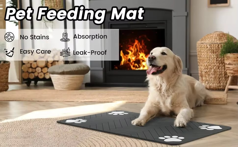 Waterproof Placemat for Dog & Cat Food & Water Bowls